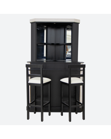 Cantina Esquinera Almeria con Espejo y 2 Bancos – Color Negro Ébano