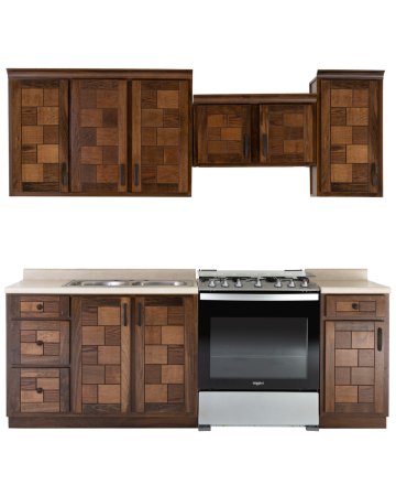 Cocina Country 2.43 Mts - Color Nogal 5 Modulos Incluye Tarja