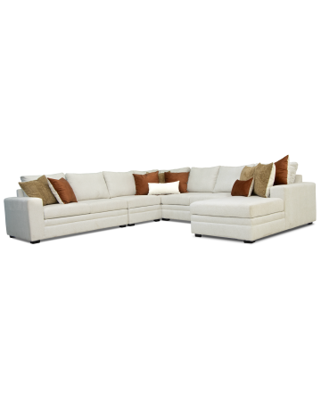 Sala Modular Santorini en "U" con Chaise Longue – Color Marfil (7-8 Plazas)