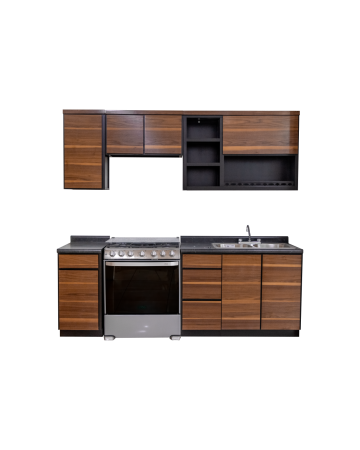 Cocina Integral 2.40m Catalina 5 Módulos - Color Nogal con Tarja