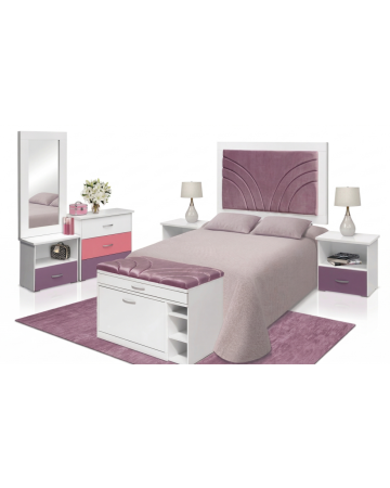 Recámara Completa Matrimonial Danna 6 piezas - Color Blanco