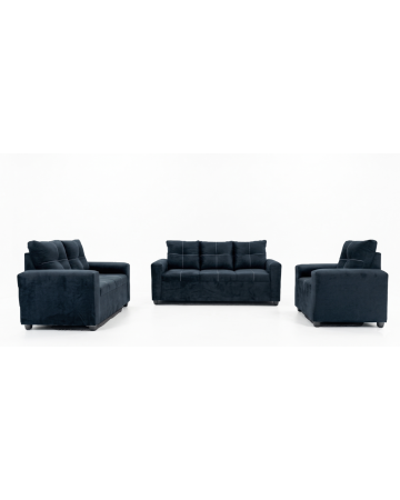 Sala de Terciopelo (3-2-1) Jatziry 3 Piezas - Color Negro 