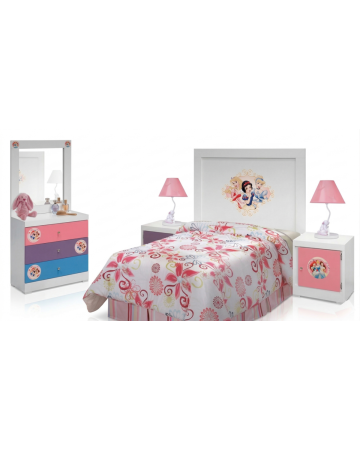 Recamara Completa Matrimonial Princesas 4 piezas - Color Blanco
