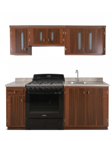 Cocina Sheyla 2.10 mts - Color Nogal 5 Módulos Incluye Tarja