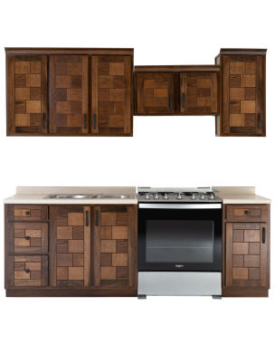 Cocina Country 2.43 Mts - Color Nogal 5 Modulos Incluye Tarja