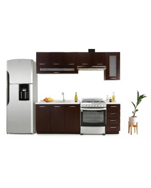 Cocina Integral 2.40m Romana Choco 5 Modulos - Color Chocolate con Tarja