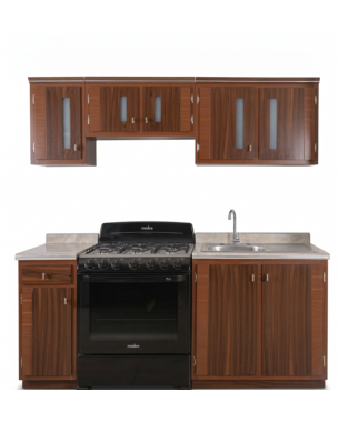 Cocina Sheyla 2.10 mts - Color Nogal 5 Módulos Incluye Tarja