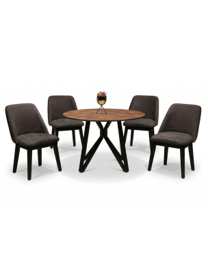 Antecomedor Lawrence 4 personas - Color Natural Tapizado Café